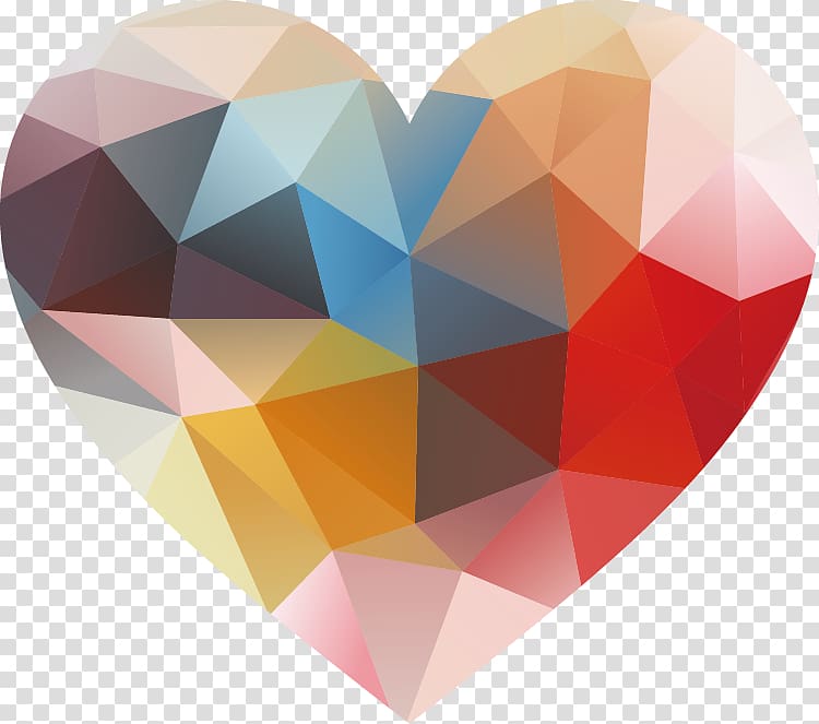 multicolored heart illustration, Geometry Geometric shape Heart, Romantic Valentine\'s Day Love transparent background PNG clipart