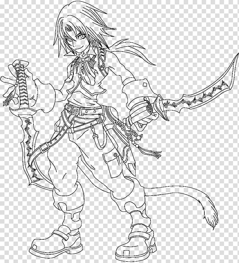 Line art Drawing Dissidia Final Fantasy Zidane Tribal Manga, zidan transparent background PNG clipart