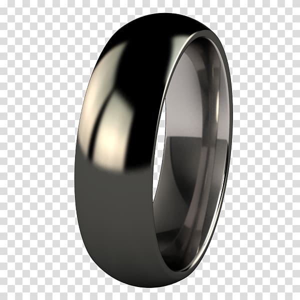 Wedding ring Silver Titanium ring, black flowers ring transparent background PNG clipart