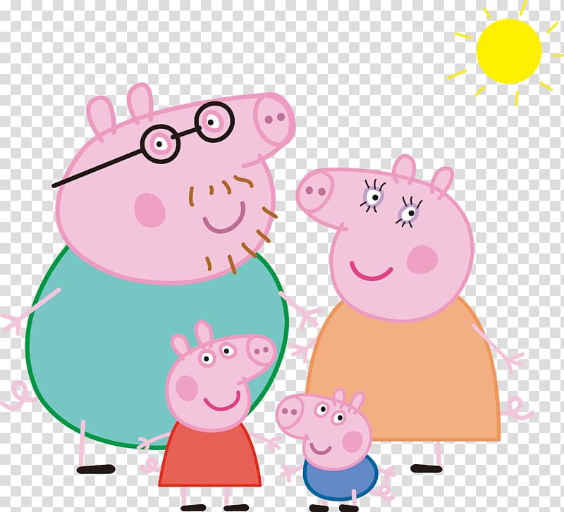 Peppa Pig family illustration, Daddy Pig Mummy Pig Domestic pig Television show Family, a pig transparent background PNG clipart