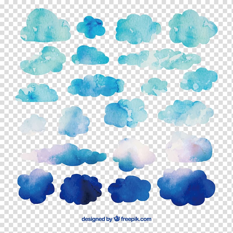 blue and green clouds illustration, Watercolor painting Cloud , 22 watercolor blue clouds transparent background PNG clipart