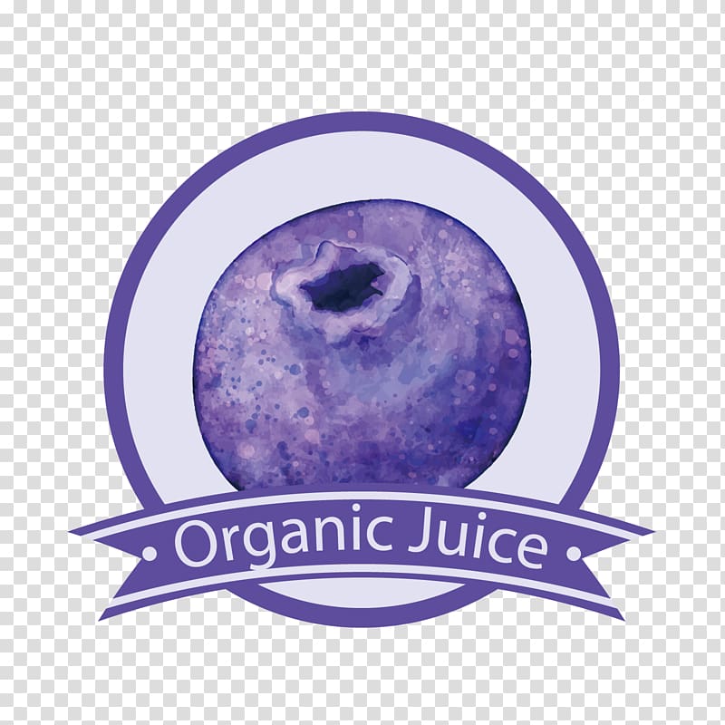 Juice Fruit Sticker Watercolor painting, Hand painted blueberry label transparent background PNG clipart