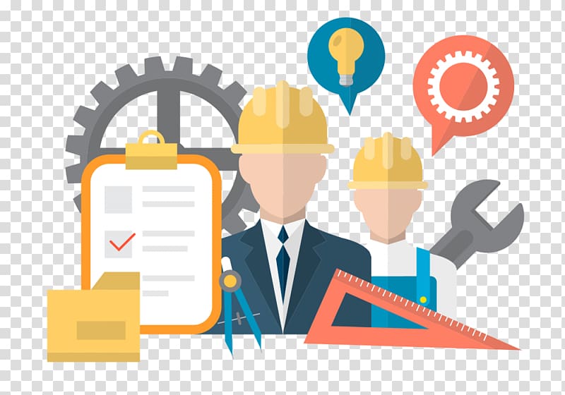 two men illustration, Mechanical Engineering Computer Icons Engineering drawing, industrail workers and engineers transparent background PNG clipart