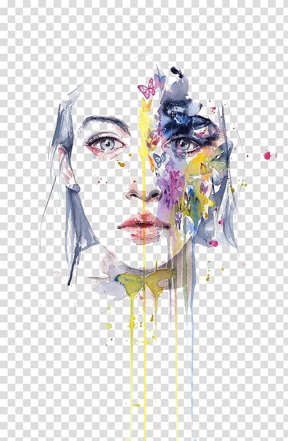 woman portrait graphics, Watercolor painting Visual arts Drawing, Girls Avatar transparent background PNG clipart