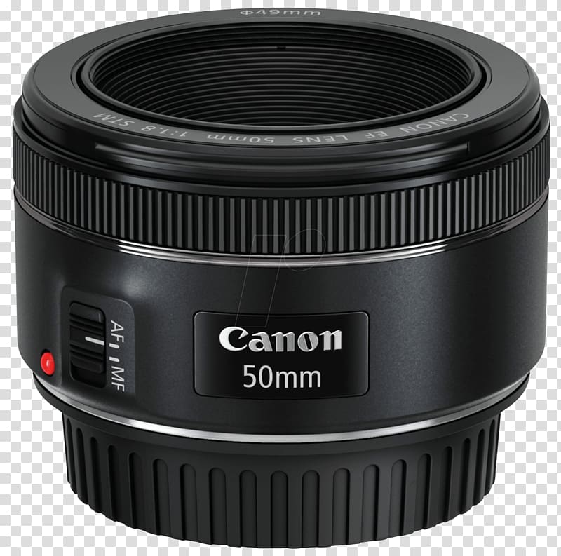 Canon EF lens mount Canon EOS Canon EF 50mm lens Canon EF 50mm f/1.8 STM Nikon AF Nikkor 50 mm f/1.8D, camera lens transparent background PNG clipart