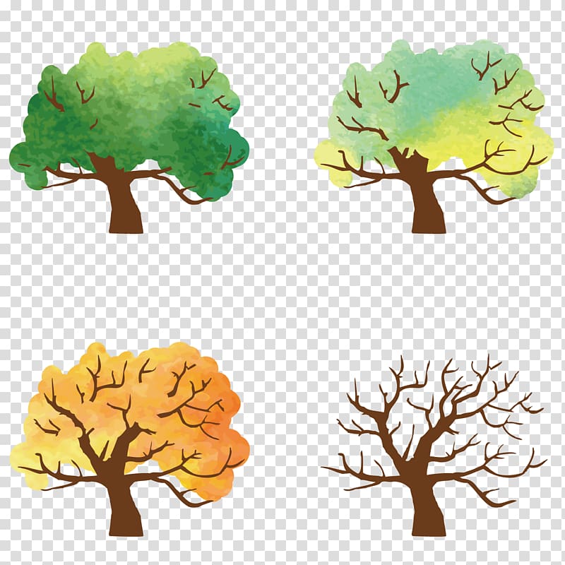 Season Spring , Spring and summer autumn and winter trees transparent background PNG clipart