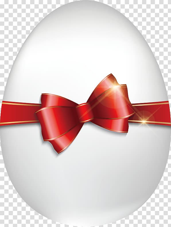 Egg Ribbon Easter, painted white eggs tied red bow transparent background PNG clipart