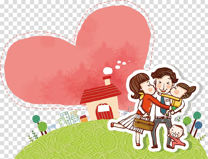 Family Cartoon Child Illustration, happy family transparent background PNG clipart