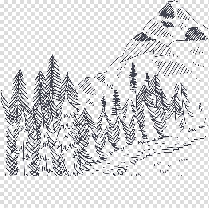Euclidean Landscape, Hand-painted mountain transparent background PNG clipart