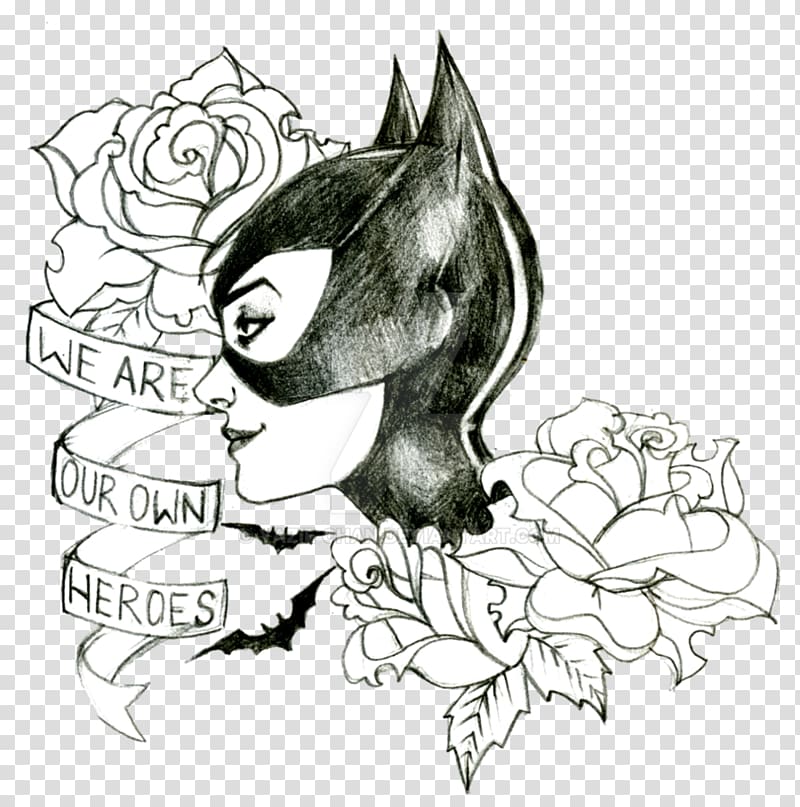 Catwoman Batman Tattoo Batwoman Drawing, cat Tattoo transparent background PNG clipart