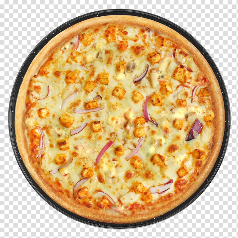 Pizza Vegetarian cuisine Paneer tikka Tandoori chicken Korma, pizza transparent background PNG clipart