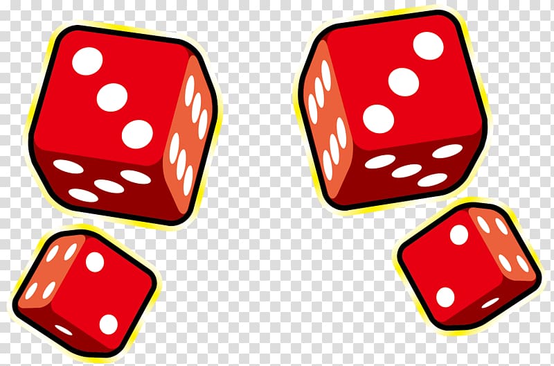 Dice game, Red creative three-dimensional dice transparent background PNG clipart