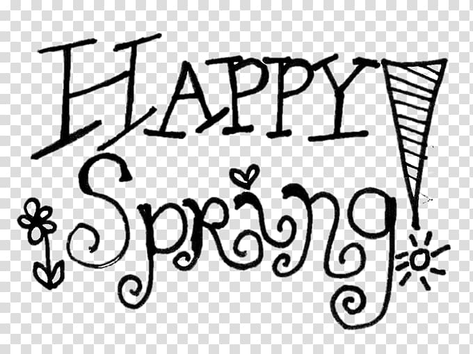 Black and white Spring , Happy Spring transparent background PNG clipart