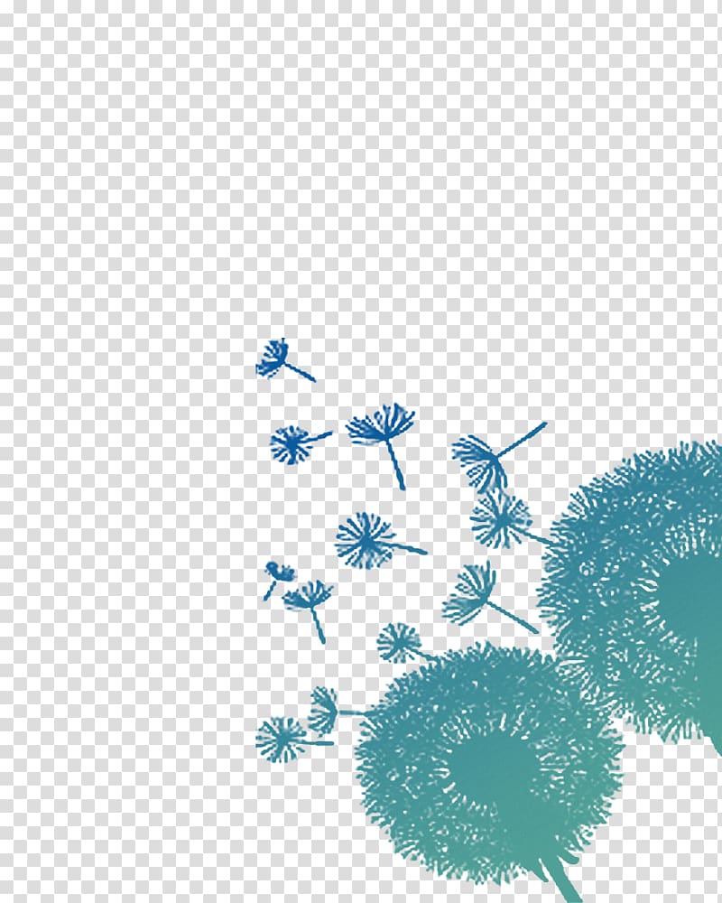 teal dandelion illustration, Blue Turquoise Pattern, Blue Dandelion transparent background PNG clipart