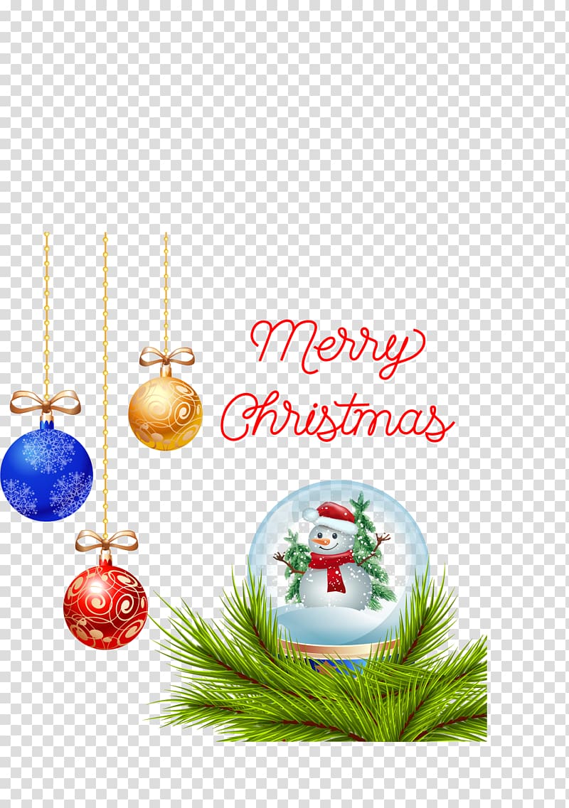 Christmas ornament New Year Santa Claus, Three colors of Christmas balls card transparent background PNG clipart