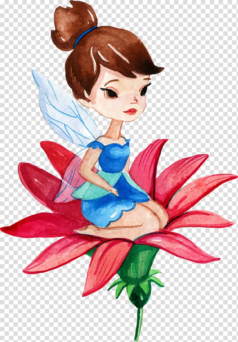 Matrix Painting Fairy Euclidean , hand painted flower fairy transparent background PNG clipart