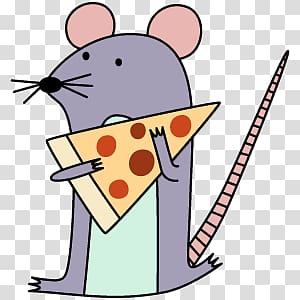 gray rat holding pizza , Snapchat Pizza Mouse Sticker transparent background PNG clipart