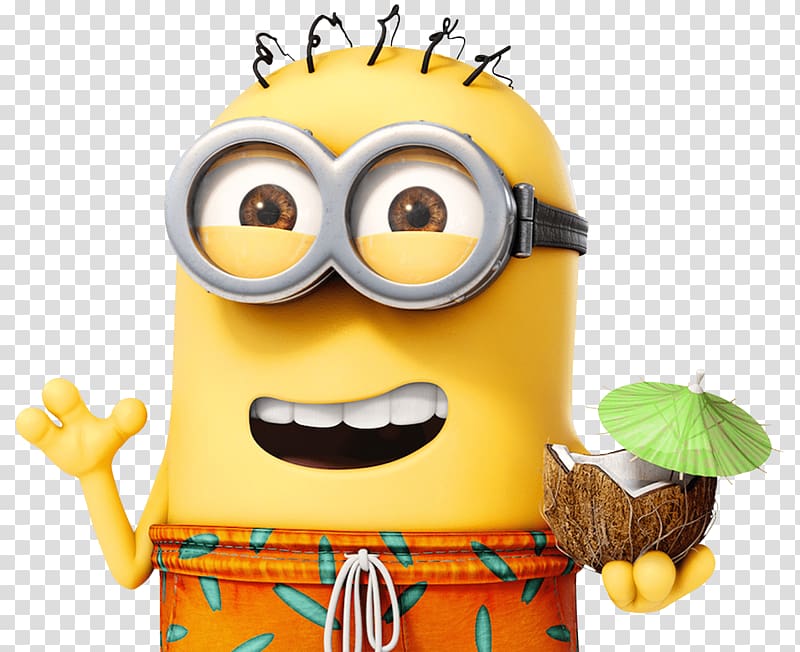 Minion holding coconut illustration, Minion on Holiday transparent background PNG clipart