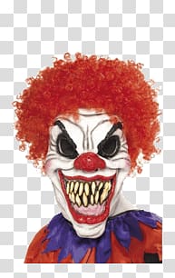 red and white killer clown graphi, Scary Clown Halloween transparent background PNG clipart