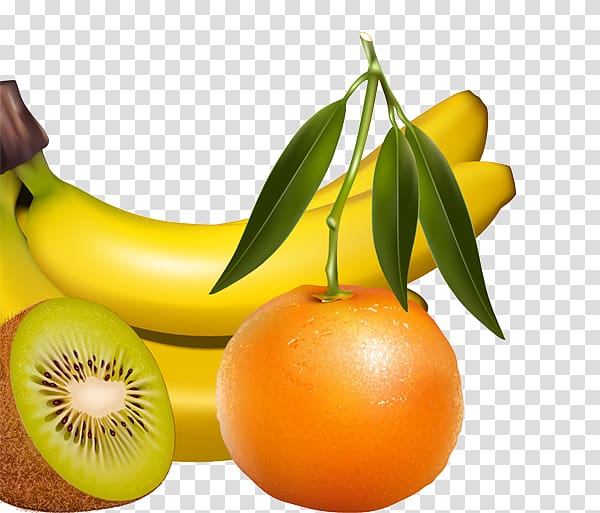 Juice Tropical fruit Realism, Kiwi banana orange transparent background PNG clipart
