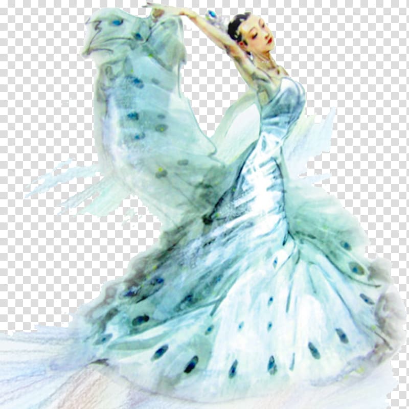 Folk dance Peacock dance, Peacock Dance Watercolor Painting transparent background PNG clipart