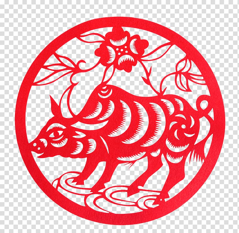 Flag of India Chinese zodiac Papercutting , Paper-cut bison transparent background PNG clipart