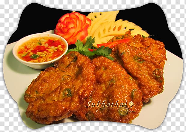 Fried chicken Fritter Thai cuisine Fishcakes Pakora, Chilli Crab transparent background PNG clipart