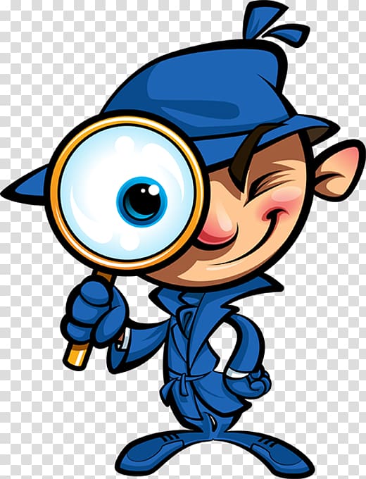 Detective graphics Cartoon Private investigator Illustration, Magnifying Glass cartoon transparent background PNG clipart