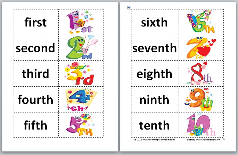 ordinal numbers clipart black and white school