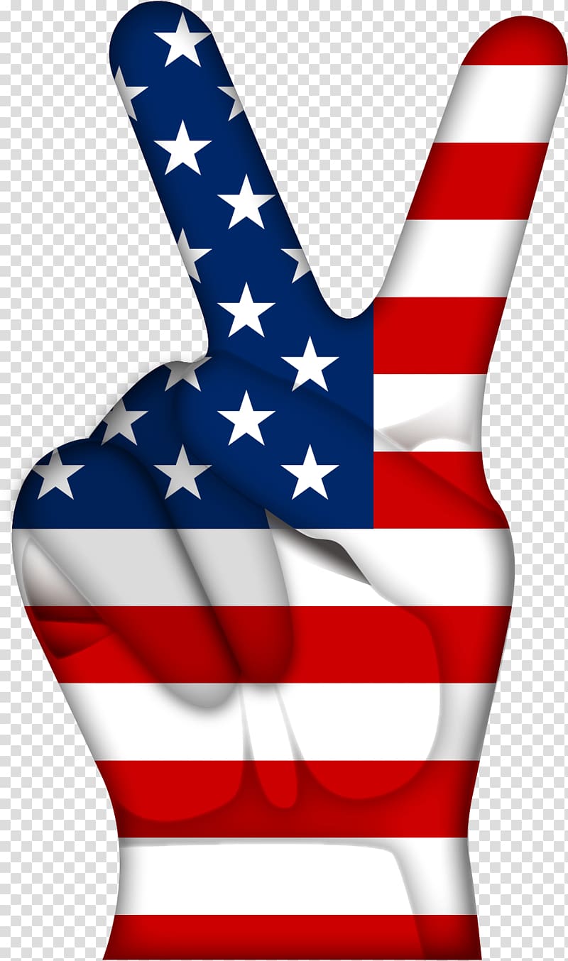 peace USA flag illustration, V sign Computer file, American flag gesture transparent background PNG clipart
