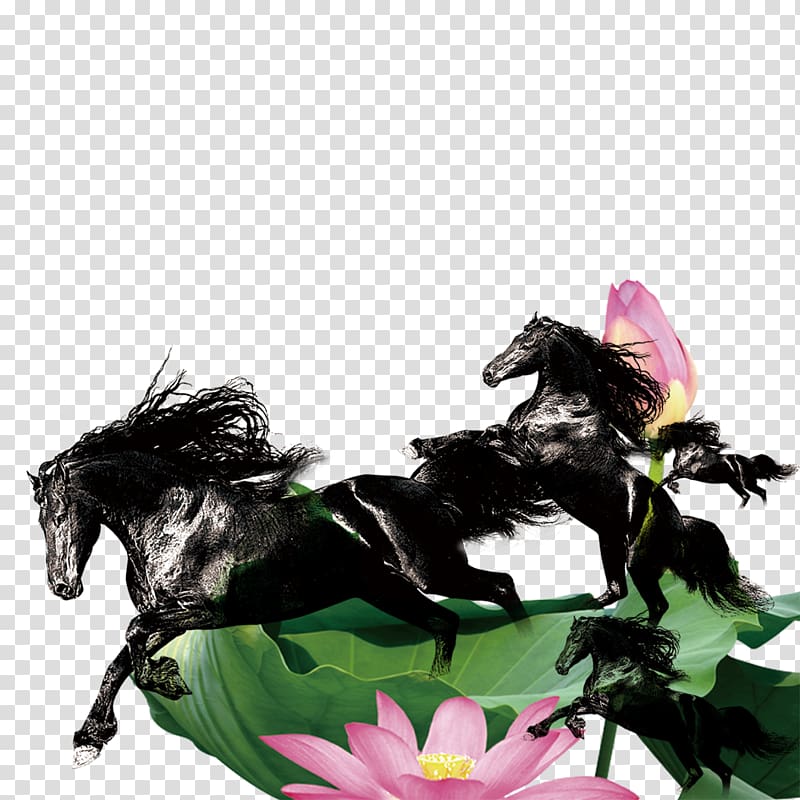 Ink wash painting, China Wind Ink Horse transparent background PNG clipart