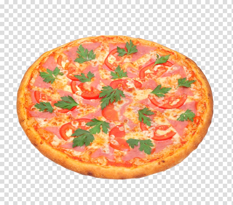 California-style pizza Sicilian pizza Prosciutto Italian cuisine, pizza background transparent background PNG clipart