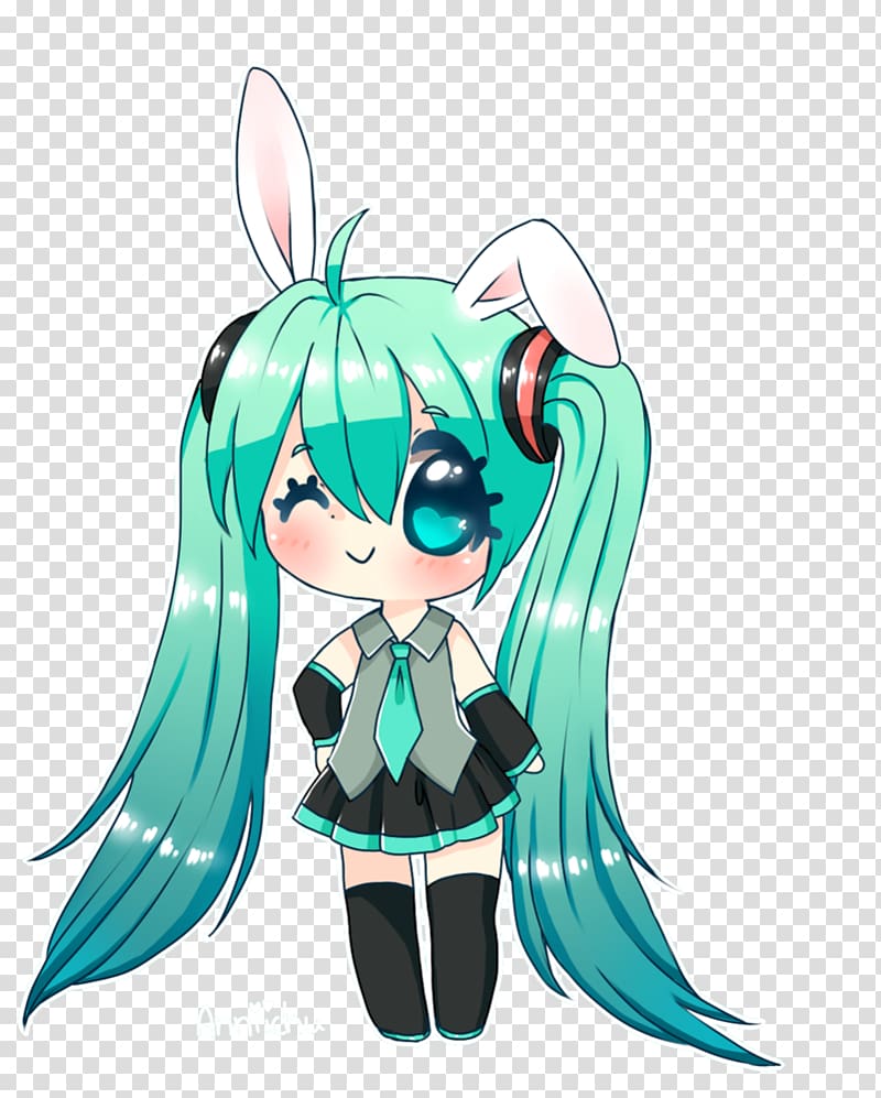 kawaii cute anime bunny glasses heart blue happiness  Cartoon HD  Png Download  vhv