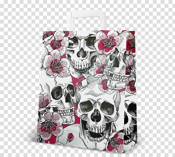 Paper Tasche Rechargeable battery Tote bag Shopping Bags & Trolleys, Skull flower transparent background PNG clipart