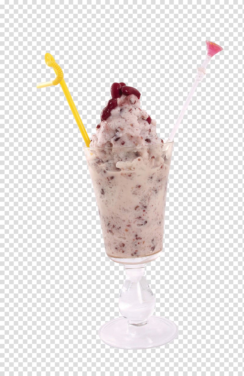 Smoothie Ice cream Milkshake Red bean ice Sundae, Red bean milk smoothie transparent background PNG clipart