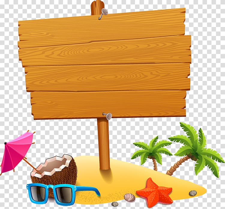 brown wooden board , Vacation Beach , Summer tourism element transparent background PNG clipart