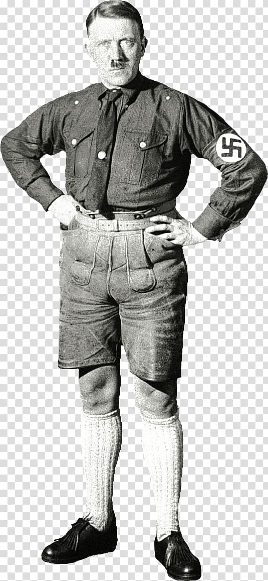 Adolf Hitler grayscale , Hitler With Shorts transparent background PNG clipart