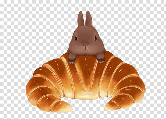 Croissant Drawing Anime Illustration, Eating croissants little hamster transparent background PNG clipart