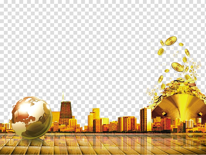cityscape with gold , Real estate investment posters transparent background PNG clipart