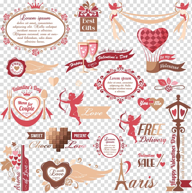 assorted-color stickers art, Paris Valentine\'s Day Wedding, Wedding label transparent background PNG clipart