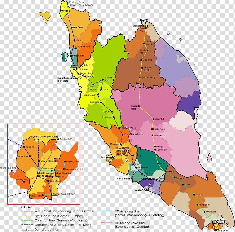 Peninsular Malaysia Rail transport in Malaysia Map , upload transparent background PNG clipart