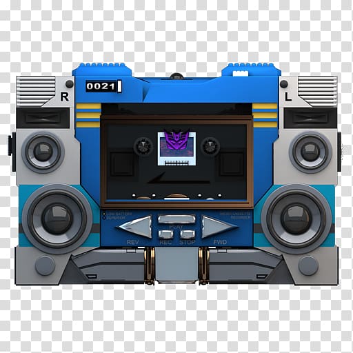 blue and black boombox illustration, sound boombox multimedia media player, Transformers Soundwave no tape front transparent background PNG clipart