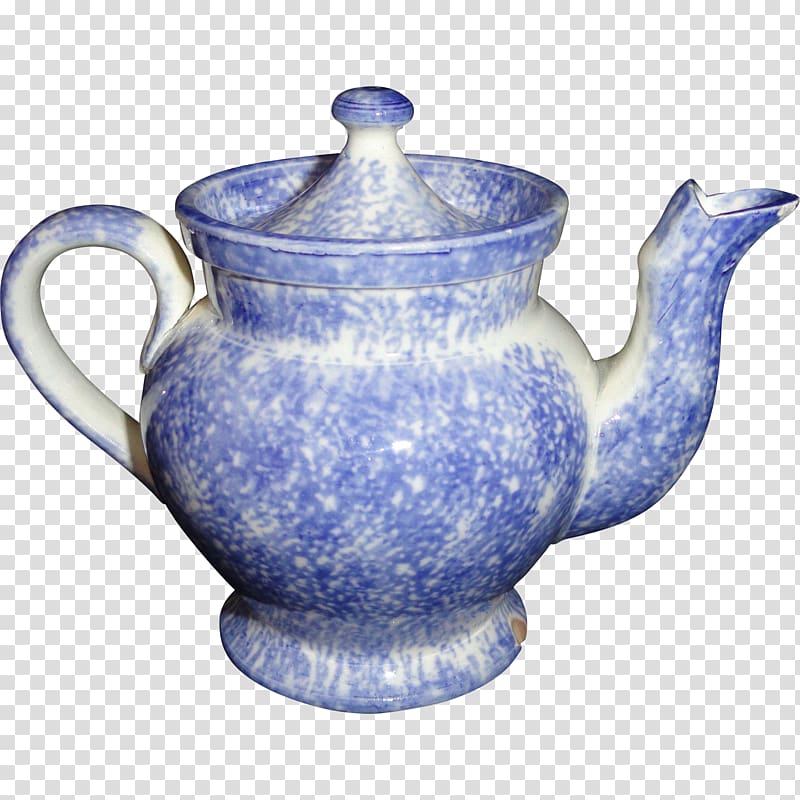 Jug Ceramic Blue and white pottery Cobalt blue, dark-red enameled pottery teapot transparent background PNG clipart