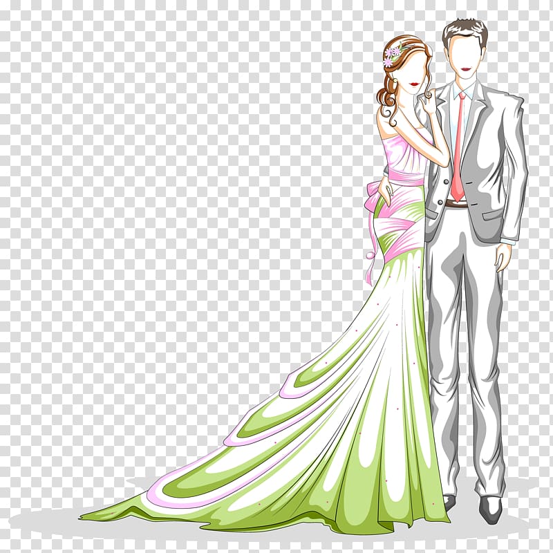 wedding couple artwork, Bridegroom Wedding Illustration, Wedding material transparent background PNG clipart