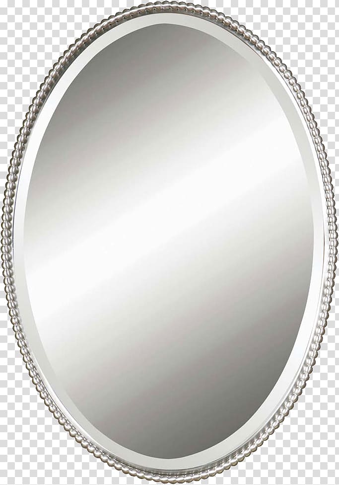 Mirror Wall Light Silver Oval, Mirror HD transparent background PNG clipart