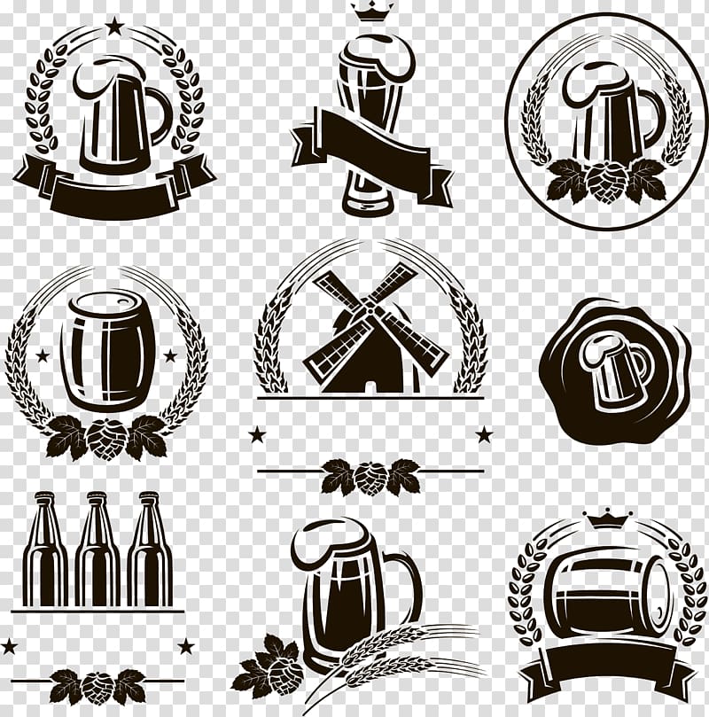 black illustration, Beer Euclidean Illustration, Beer icon labels transparent background PNG clipart