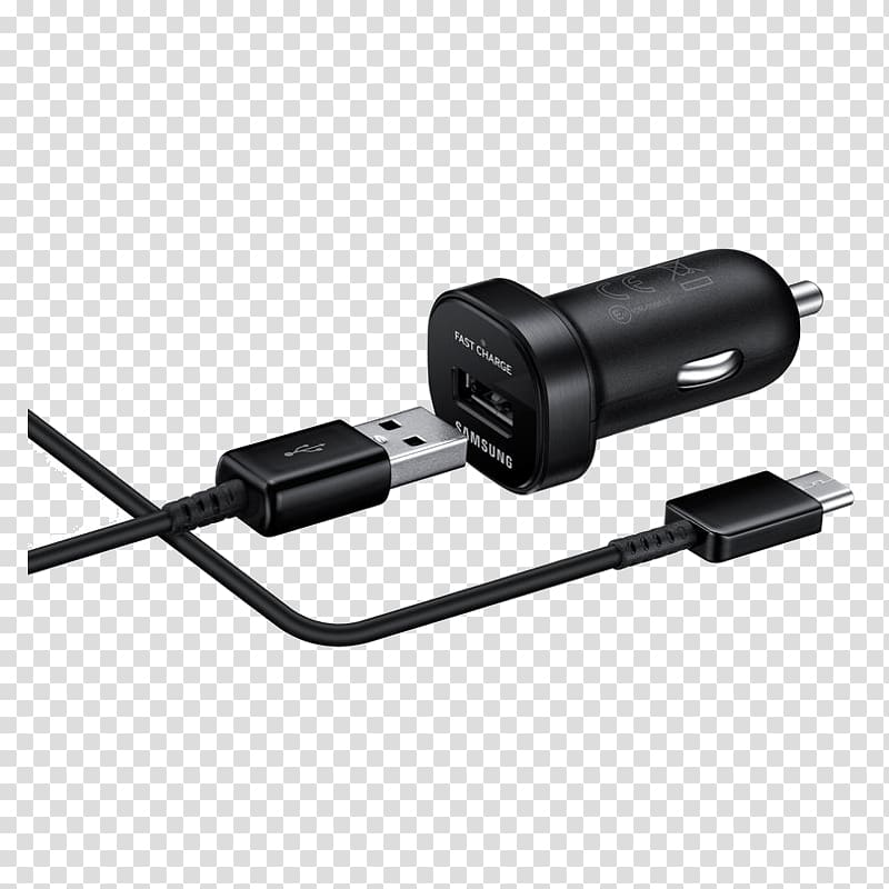 AC adapter Quick Charge Samsung Fast Charge Vehicle Charger mini USB C 1, Port Only USB-C Samsung Car Mobile phone charger type + quick-charge mode plug Black, samsung transparent background PNG clipart