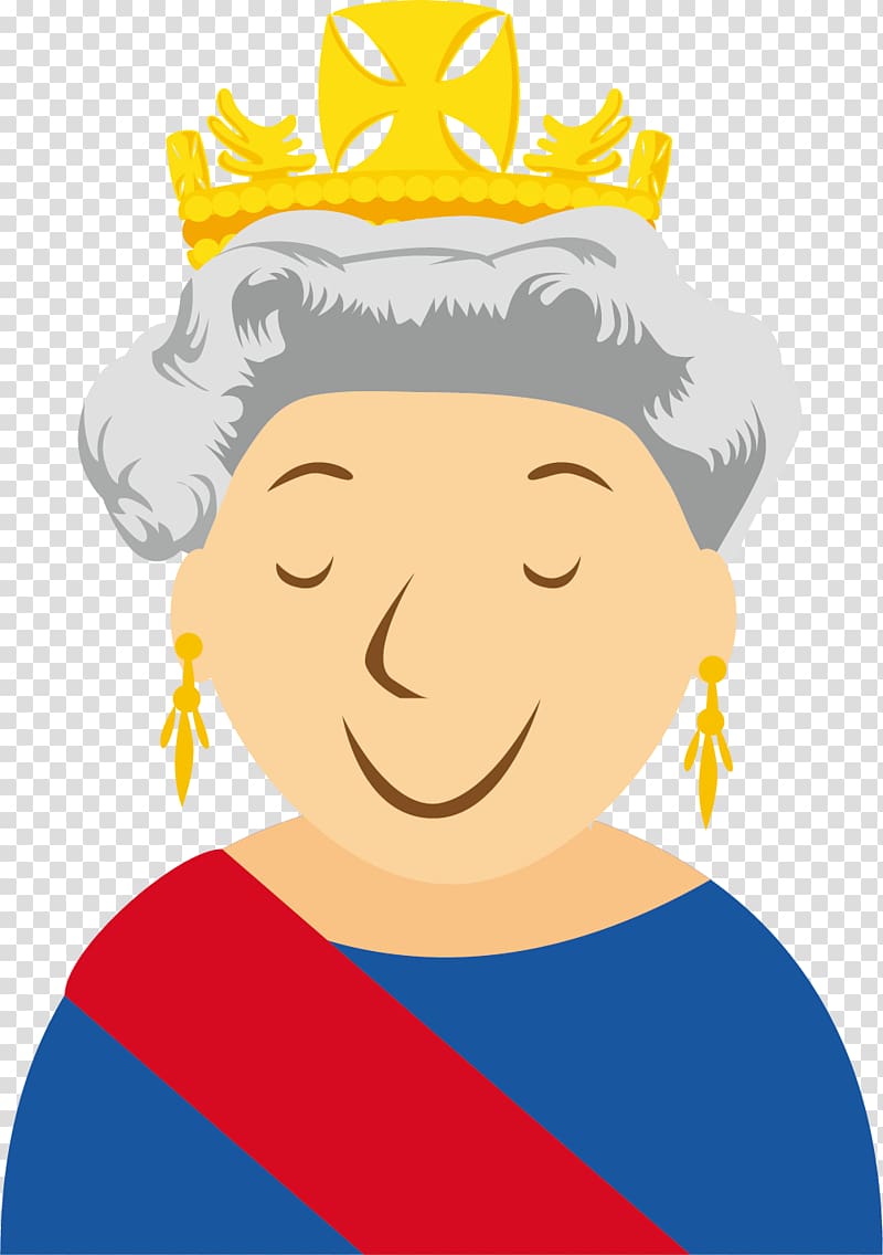 Queen Elizabeth , London Cartoon , The queen of England smiles transparent background PNG clipart