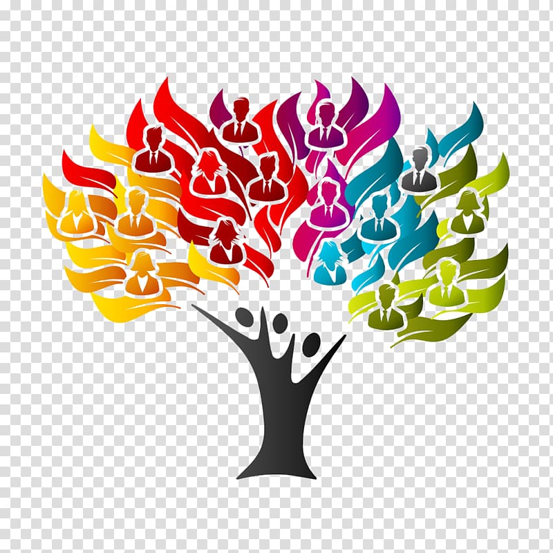 red, pruple, green, and yellow tree illustration, Business alliance Illustration, Colored trees HD Free buckle material transparent background PNG clipart