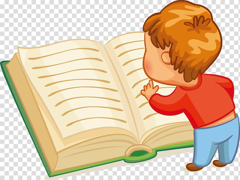 boy reading opened book , Reading Child Book , Children reading transparent background PNG clipart